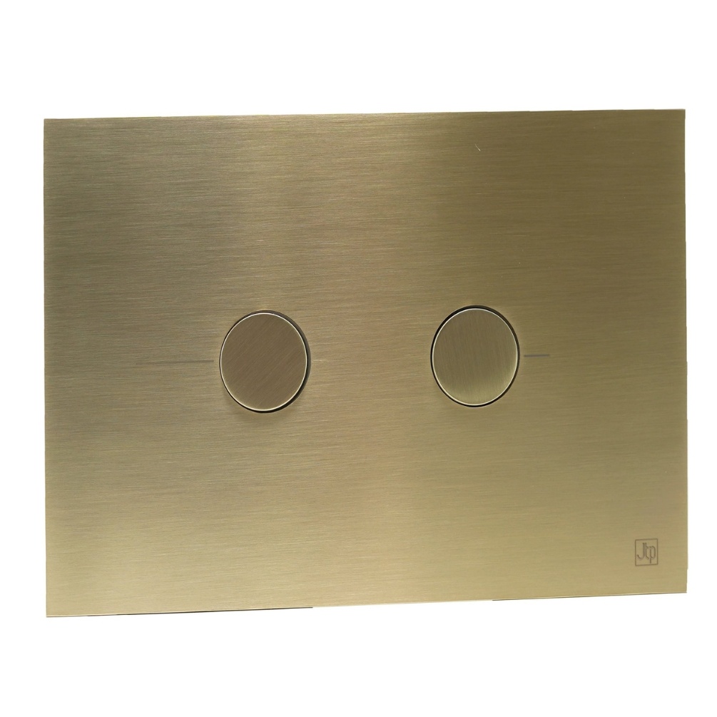 JTP Brushed Brass Metal Pneumatic Dual Flush Plate Cut Out